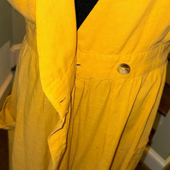 NWOT Free People Mustard Wrap Dress excellent cond, adorable all seasons! sz Md - Picture 11 of 14